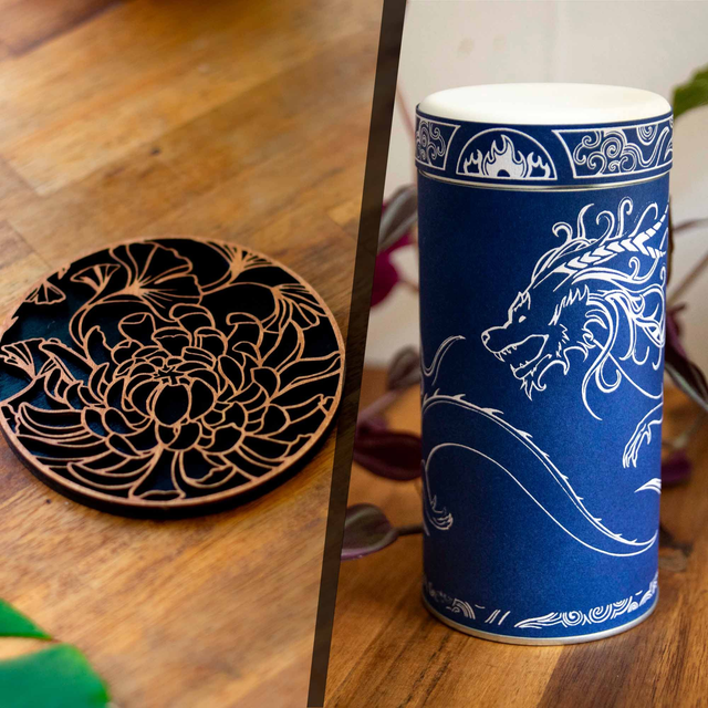 Pack complet dragon - Tasse, sous tasse + boîte à thé