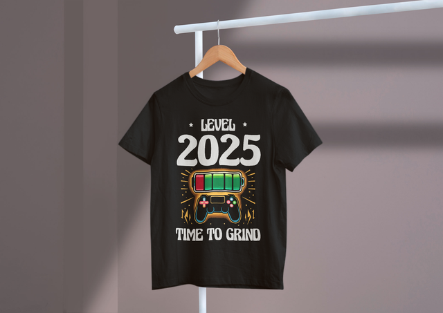 Level 2025 Time to Grind, Gaming Goals, New Year Grind. Level 2025 Zeit zum Grind, Spielziele, Neujahrs-Grind