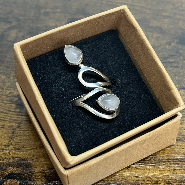 Bague en argent et Quartz Rose - Taille réglable