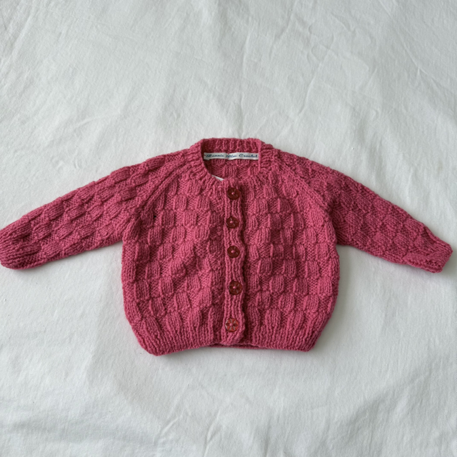 Fuschia knitted basket weave cardigan
