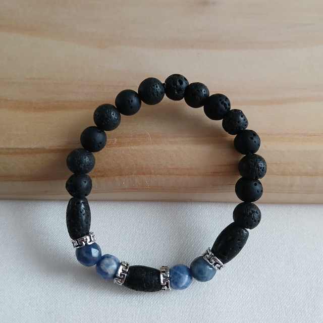 Jongens armband met Lavasteen &amp; Sodaliet (3.062)