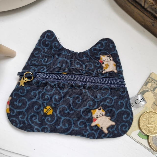 Porte-monnaie/cartes Chat "Makoto" bleu marine