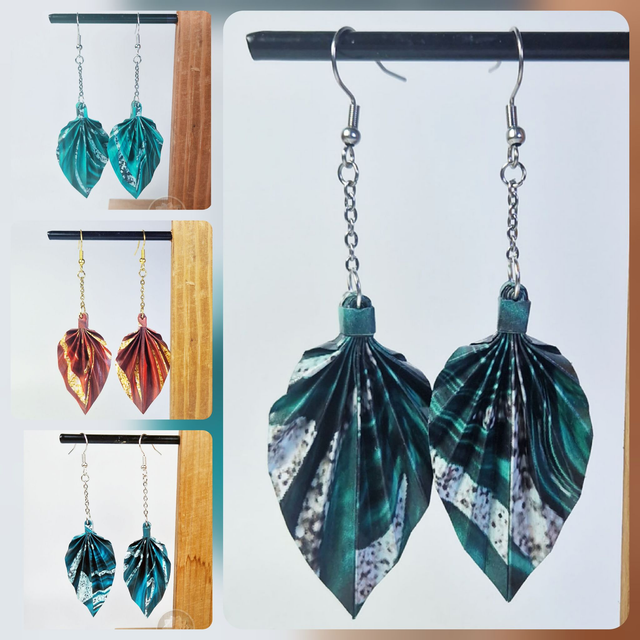 Boucles d'oreilles Leafline - Collection marbrée