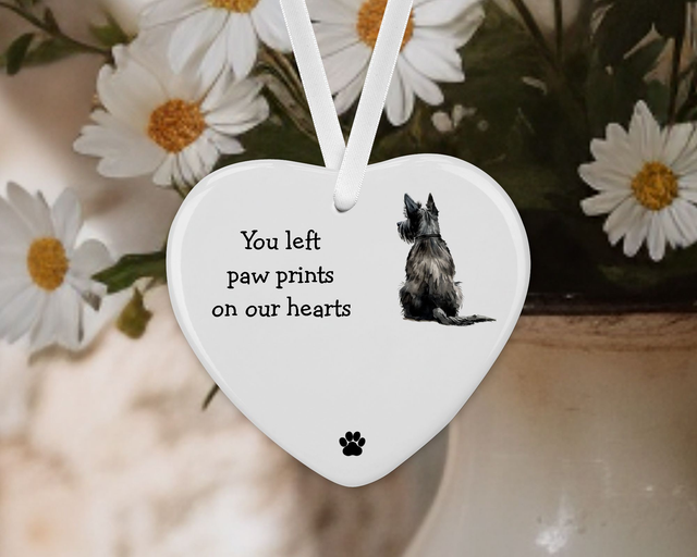 "Scottish Terrier"  Personalised Pet Memorial Ceramic Heart 