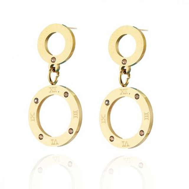 Boucles d&#039;oreilles  en acier chirurgical plaqué or 14 carats