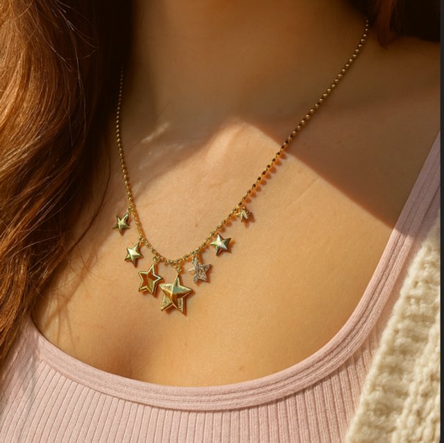 Ketting sterretjes goud 