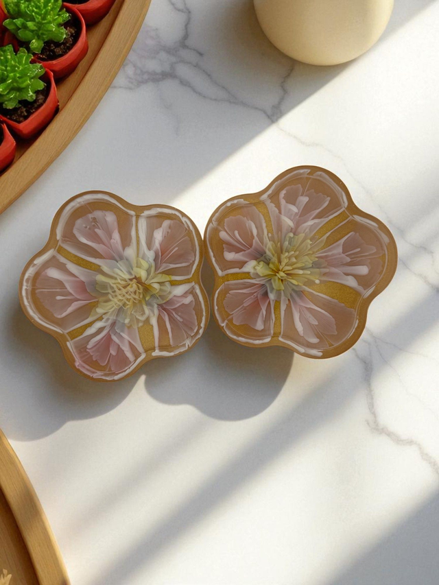 Flower-Shaped Resin Coaster with 3D Bloom Design