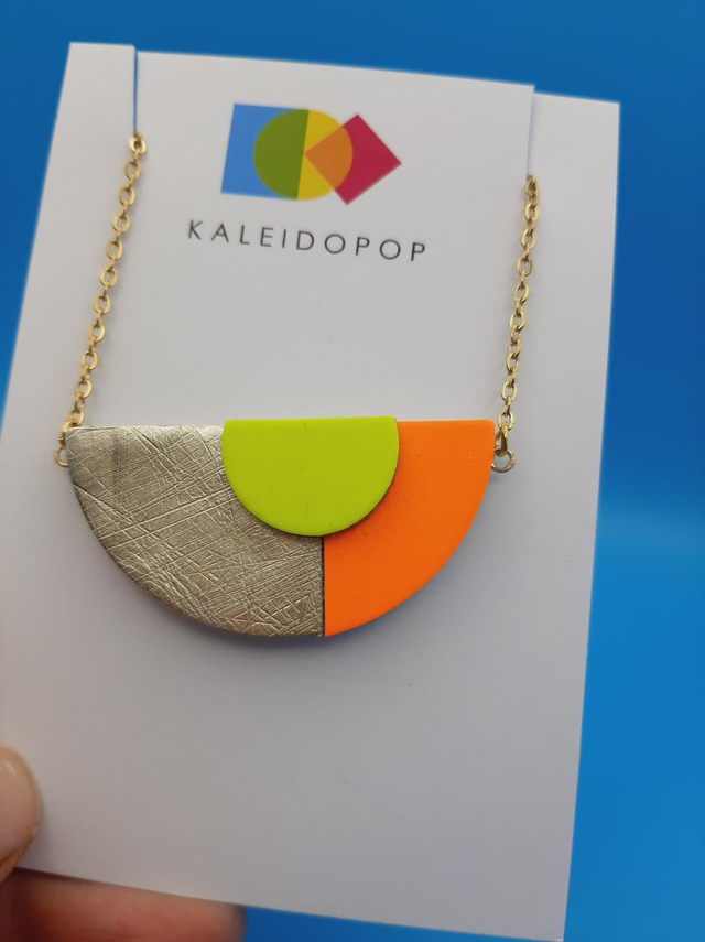 SALE! Semi-circular pendant  - gold / orange / yellow 