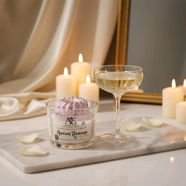 Bougie 3D Aurum Remense - Parfum Cocktail champagne 