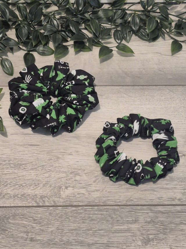 Spooky Green Ghouls Poly-cotton Scrunchie