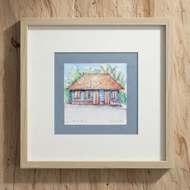 Encre et aquarelle mini - case créole #2 - Les Trois Ilets - Martinique