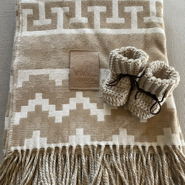 Deken alpaca en katoen 170 x 130cm beige