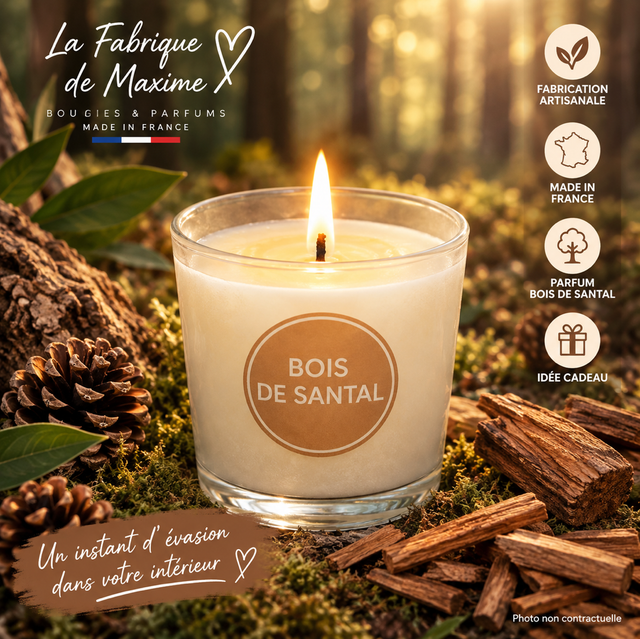 🌳 Bougie Bois de Santal – Élégance & Caractère