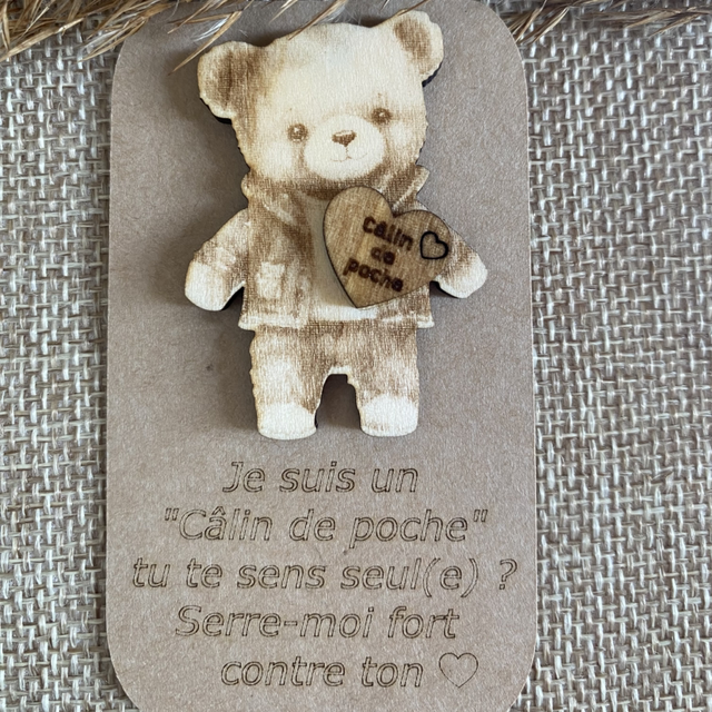 Câlin de poche ours Teddy bear en bois 