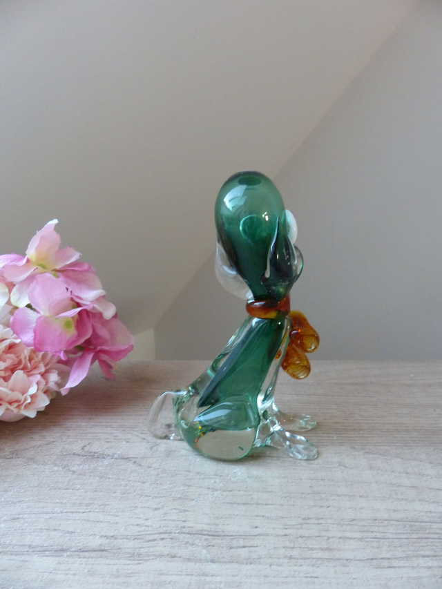 Sculpture Murano de Collection Adorable Chien Joueur en Verre, Figurine Chien en Verre Soufflé Presse Papier Décoration Maison, Art du Verre