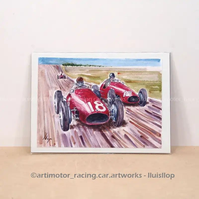 Artimotor prints - lito 13x18 / lito paspartú A4 1953 Maserati Fangio