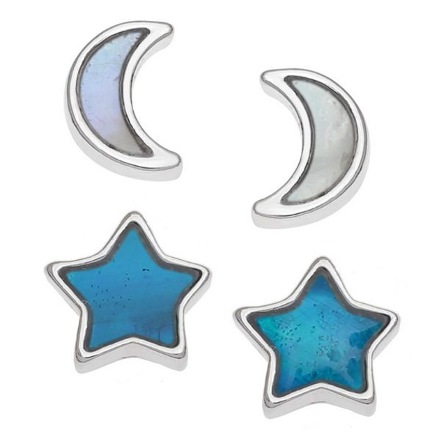 Paua Shell Moons &amp; stars studs set