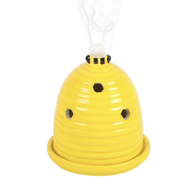 Yellow beehive incense holder 