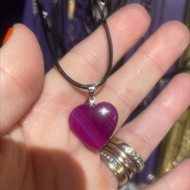 Pink Agate Heart Pendant