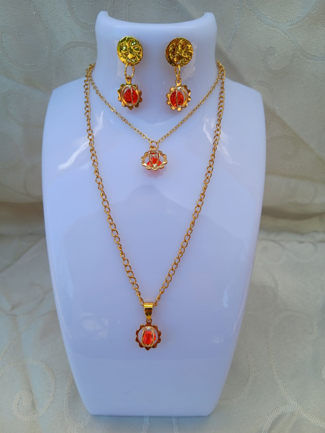 Parure Perles de Verre et Acier Inoxydable 