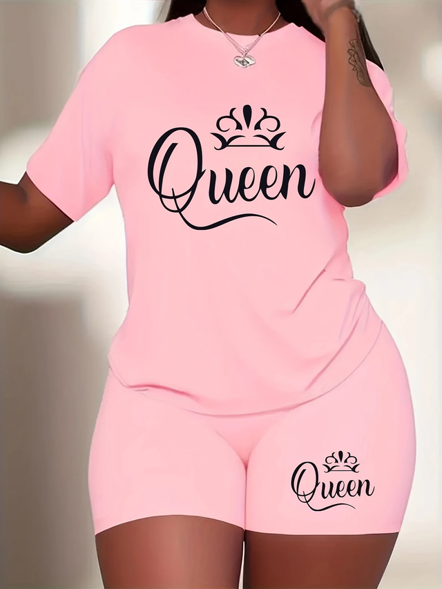 Women European And American Plus-Size Round Neck Short