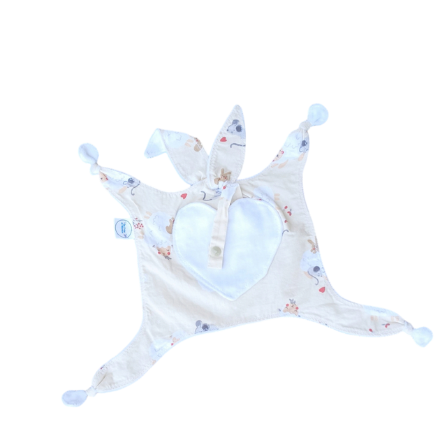 Doudou Lapin Range Tétine &quot;Moutons&quot; - Coton &amp; Minky