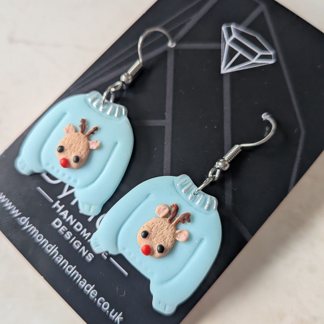  Christmas Sweater - Baby blue reindeer