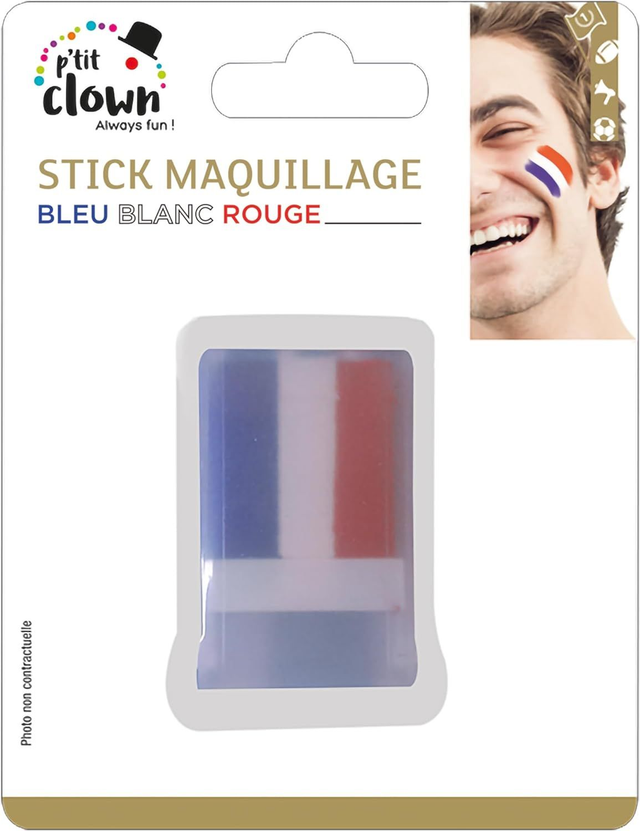 P'TIT CLOWN- Maquillage, Bleu, Blanc, Rouge, 6 x 4