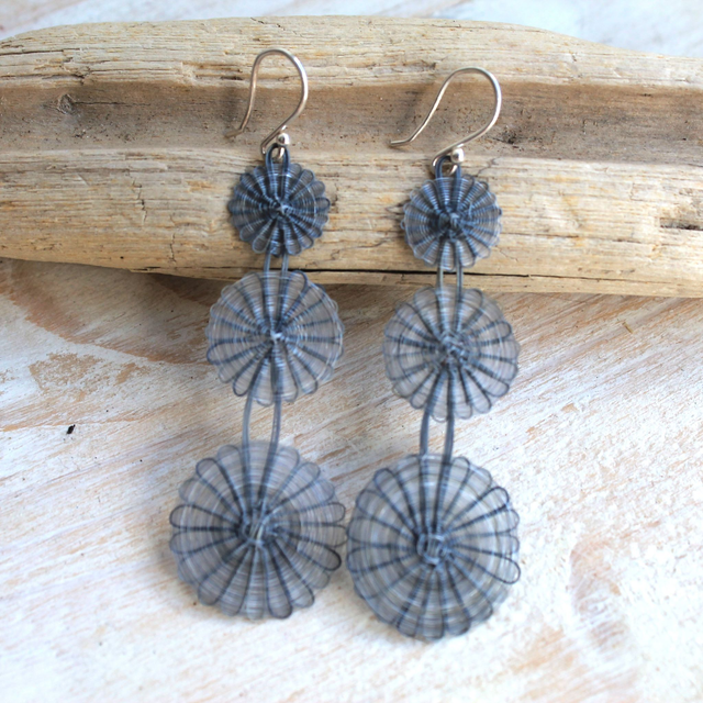 Boucles d'oreilles tissées en crin de cheval (trois cercles)