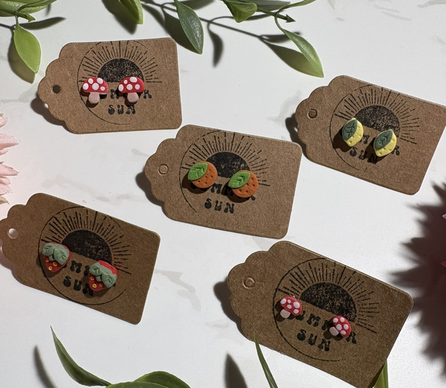 Handmade Food Clay Studs