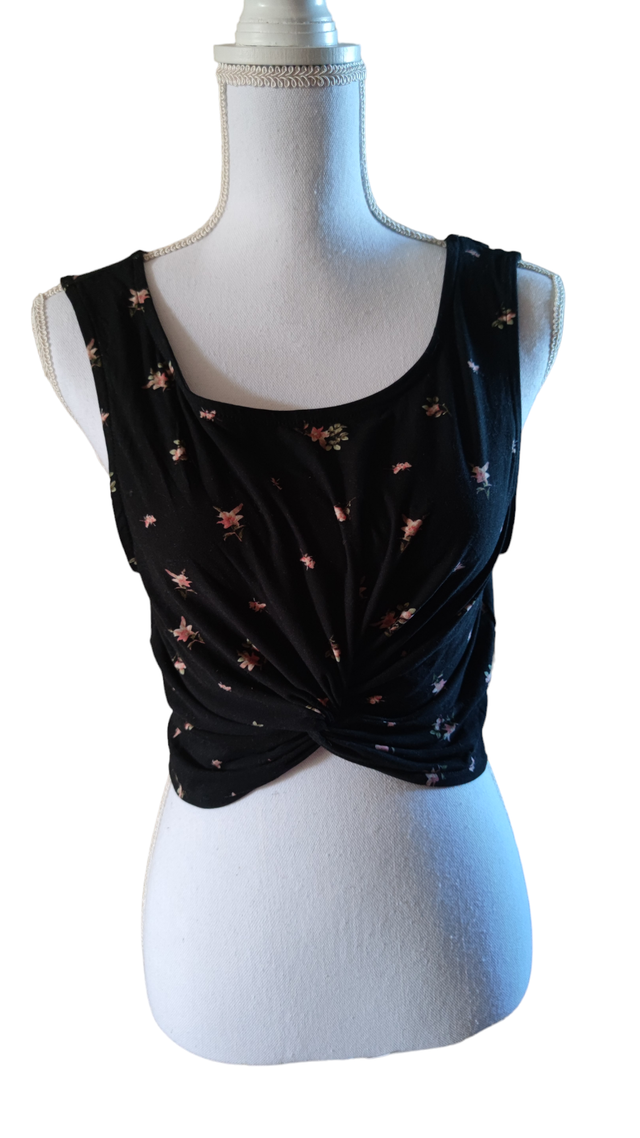 Top court noir à fleurs taille L (Ardene)