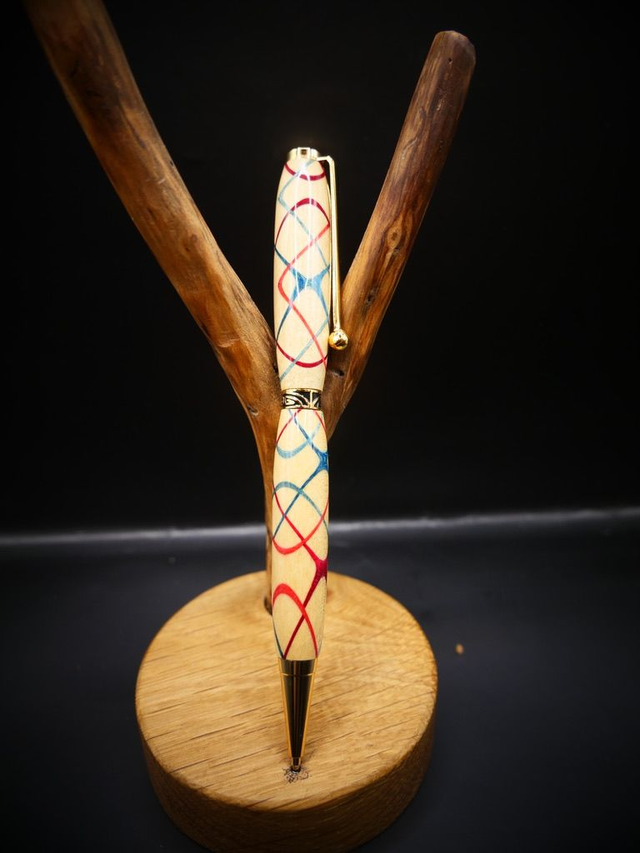 Stylo art deco OR Erable et incrustation Sycomore 