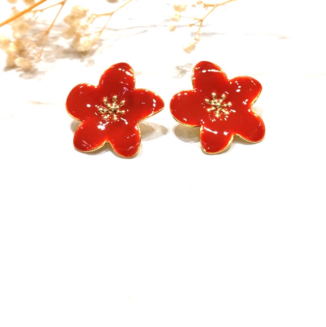 Boucles d’oreilles fleur émail Oriane 