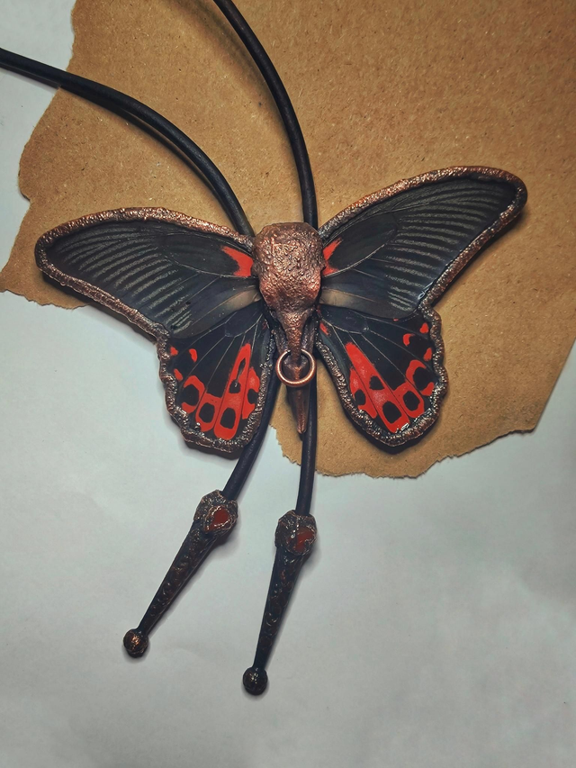 Scarlet Mormon Moth Bolo Tie
