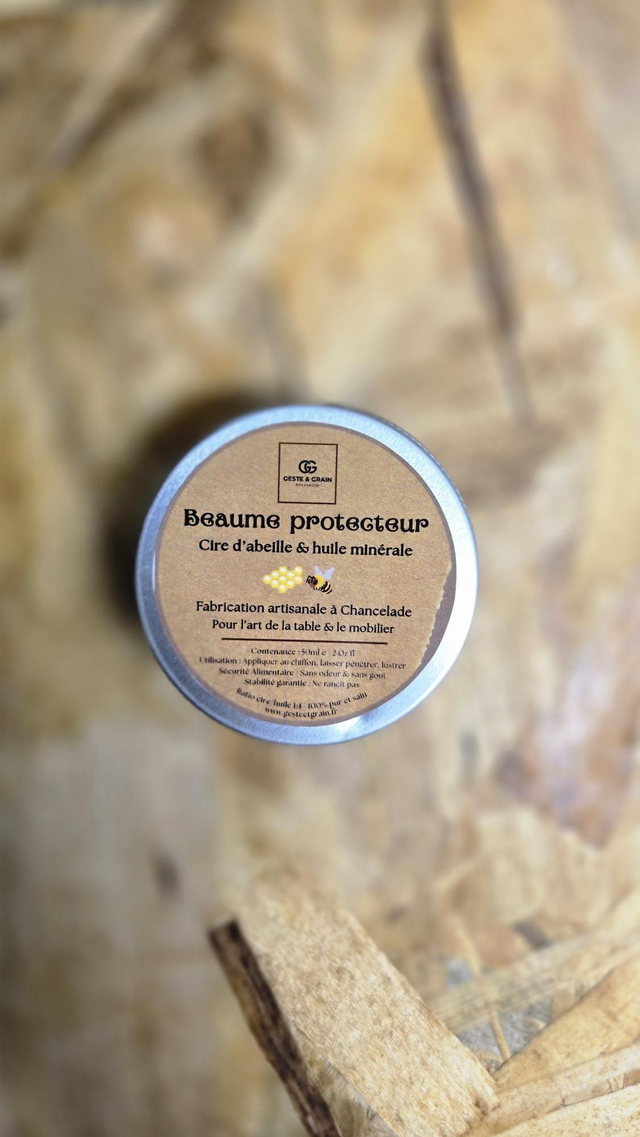 Baume Protecteur Bois — Cire d'Abeille &amp; Huile Minérale (50 ml) 