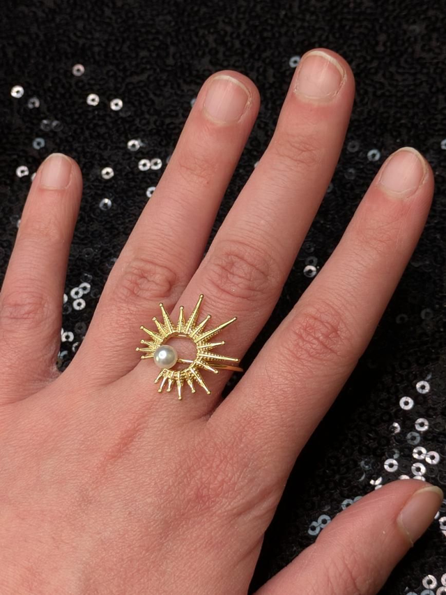 Bague soleil perle ajouré 
