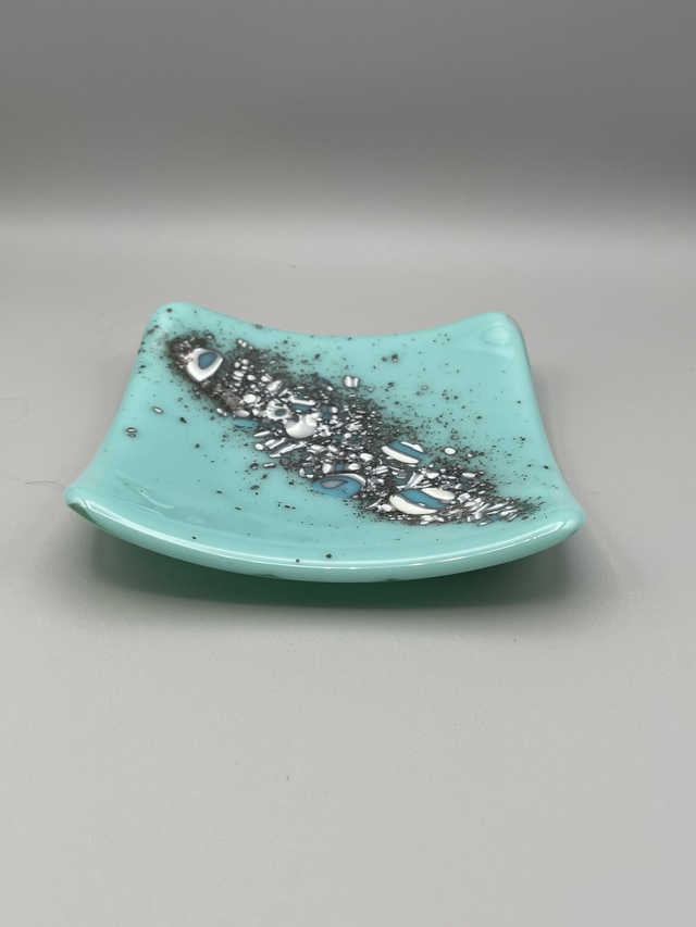Reactive Turquoise Blue Square Dish 15cm x 15 cm