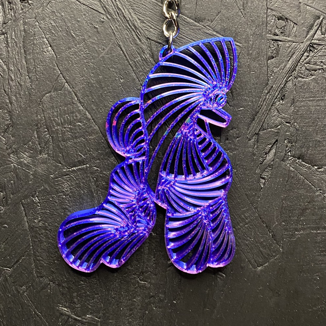 3D - Keychain Poodle Puppy Neon City
