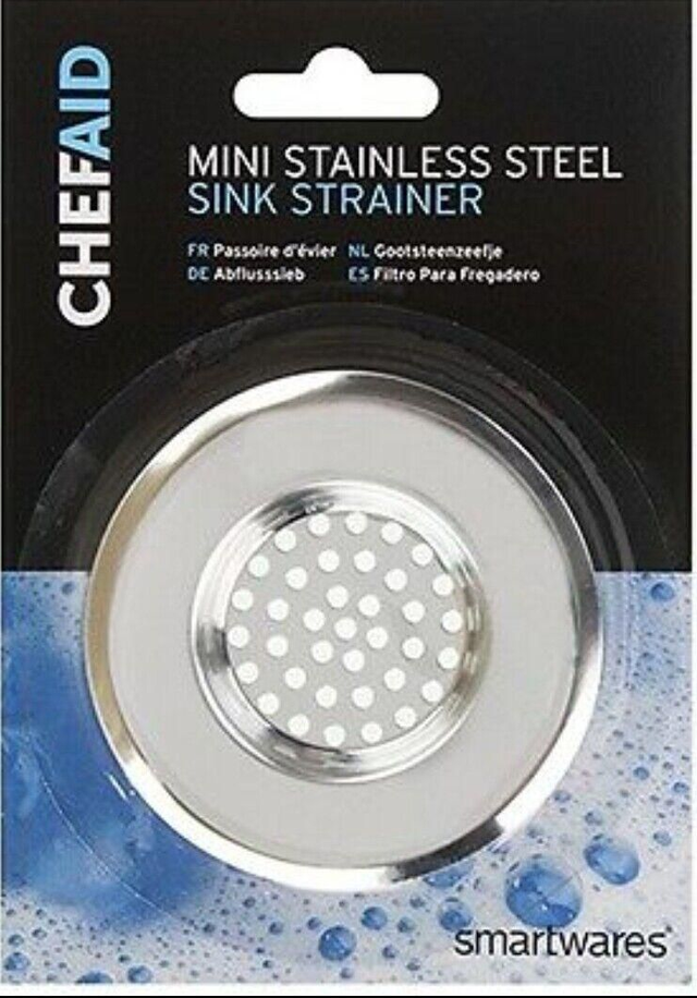 Chef Aid Mini Stainless Steel Sink Strainer Fits Most Sink 40mm Kitchen Bathroom