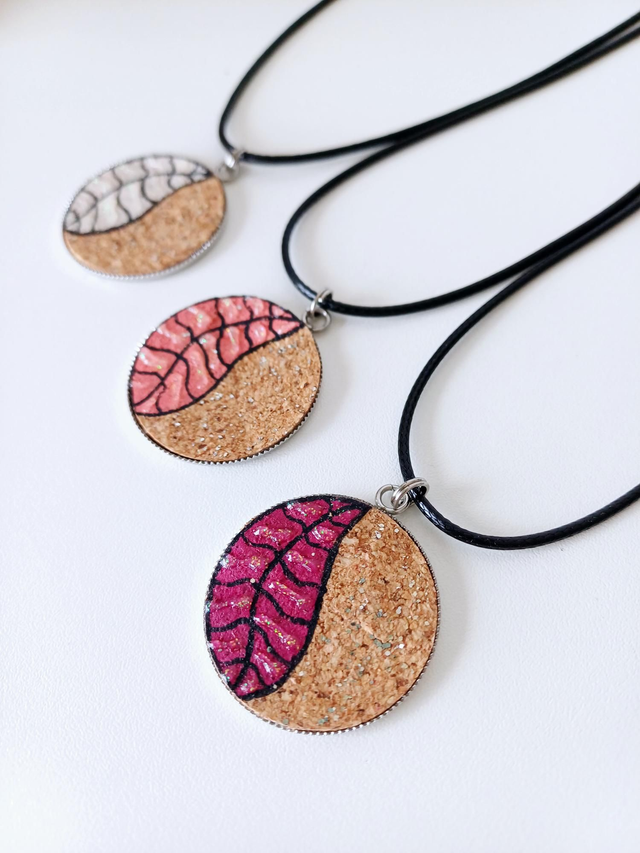 &quot;Les Feuilles&quot; de printemps - collier liège 