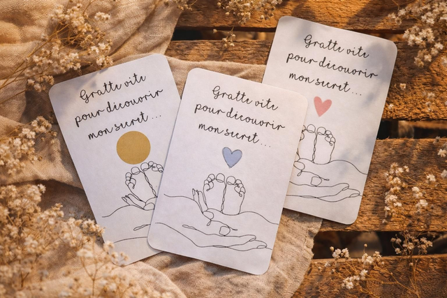 Lot de 2 cartes à gratter – annonce sexe bébé fille ou garçon