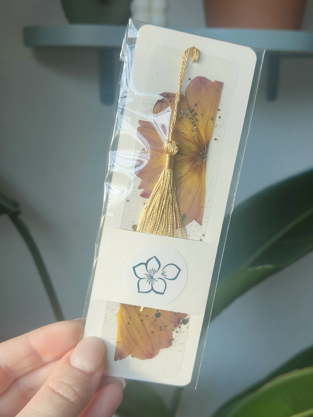 Marque page Dahlia orange / violet doré