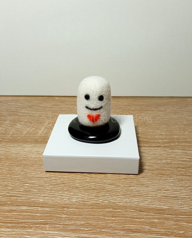 Miniature ghost decoration, felted ghost