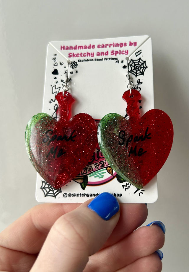 Earrings | Heart Paddle Earrings | Stainless Steel Hooks - Various Designs 