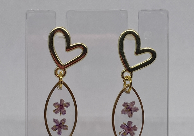 Gold real flower earrings 