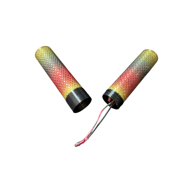 Translucent Brown, Green, Yellow and Black String Tube ©