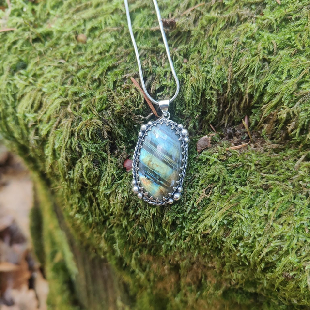 Pendentif Argent Massif et Labradorite