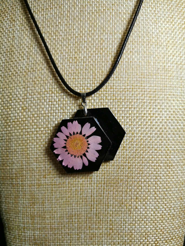 Double hexagone pâquerette rose