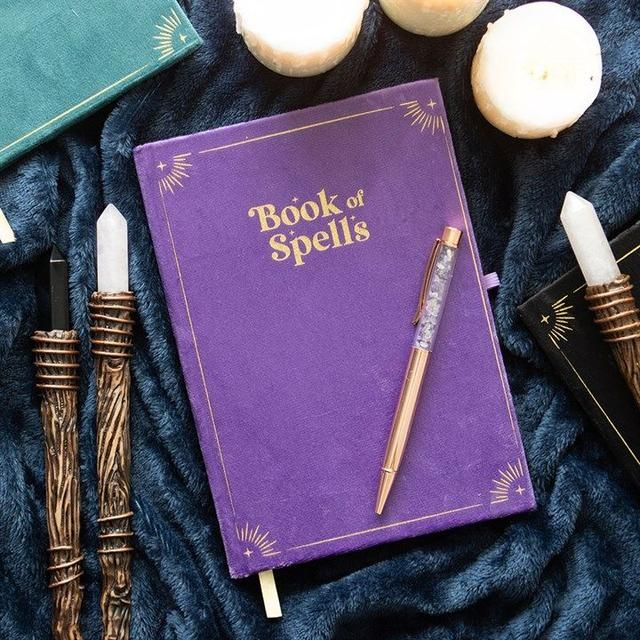 Book Of Spells Journal With Amethyst Crystal Pen