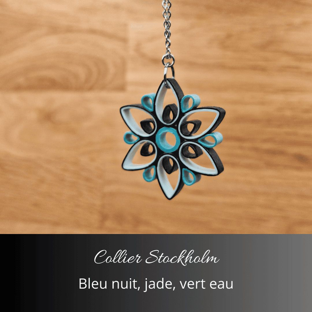 Collier Stockholm - Bleu nuit, jade, vert d&#039;eau